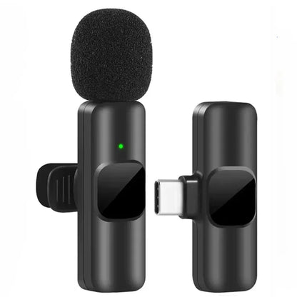 Portable Wireless Lavalier Microphone Audio Video Recording Mini Mic for Iphone Android Live Broadcast Gaming Phone with Receive
