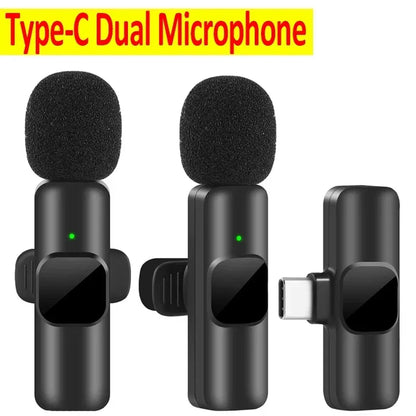 Portable Wireless Lavalier Microphone Audio Video Recording Mini Mic for Iphone Android Live Broadcast Gaming Phone with Receive