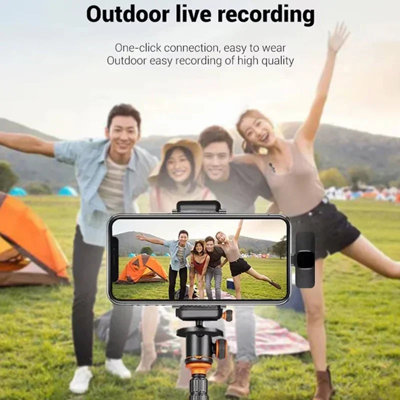 Portable Wireless Lavalier Microphone Audio Video Recording Mini Mic for Iphone Android Live Broadcast Gaming Phone with Receive