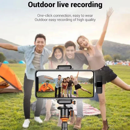 Portable Wireless Lavalier Microphone Audio Video Recording Mini Mic for Iphone Android Live Broadcast Gaming Phone with Receive
