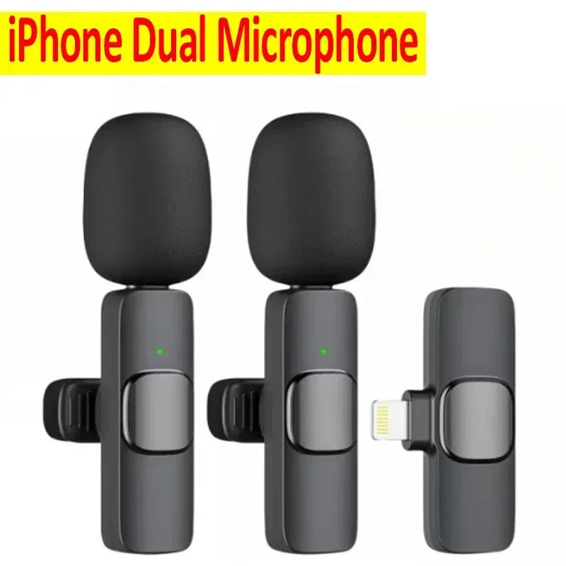 Portable Wireless Lavalier Microphone Audio Video Recording Mini Mic for Iphone Android Live Broadcast Gaming Phone with Receive