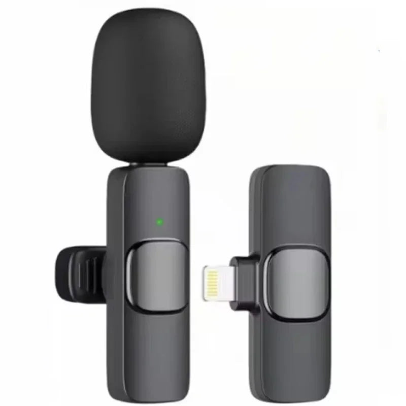 Portable Wireless Lavalier Microphone Audio Video Recording Mini Mic for Iphone Android Live Broadcast Gaming Phone with Receive